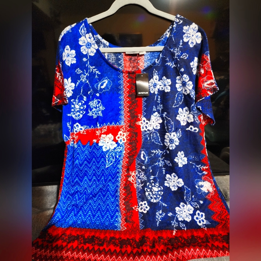 Red, White and Blue Tunic Top